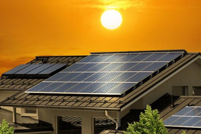 Residential Solar Panel Installation on House Roof